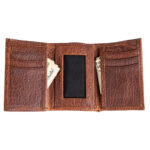 Ryder Reserve Bison Brown Leather Trifold Wallet - Image 3