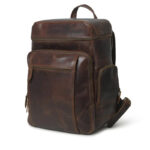 Alpha Brown Buffalo Leather Travel Backpack - Image 3