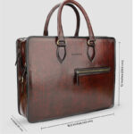 Maverick Modern Brown Leather Briefcase Bag - Image 3