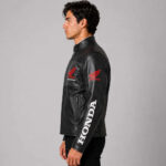 Replica Black Honda Motorbike Real Cowhide Leather Jacket - Image 3