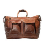 Brown Leather Travel Duffle Bag - Image 3