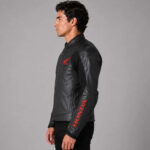 Replica Black Honda Motorbike Style Leather Jacket - Image 2