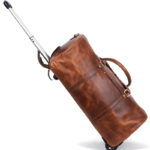 Tan Brown Leather Trolley Bag - Image 3