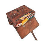 Men Brown Leather Messenger Bag - Image 4