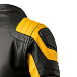 Replica Men Motorcycle  Yellow Black Leather Jacket - Image 5