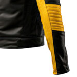 Replica Men Motorcycle  Yellow Black Leather Jacket - Image 6
