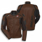 Ducati Corse C6 Men's Motorcycle Racing Leather Jacket Brown Black Riding Gear